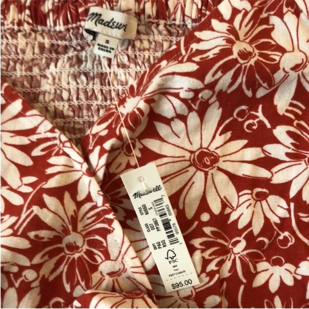 Madewell Small Anita Abstract Floral Roasted Squash Linen Blend Wrap NWT